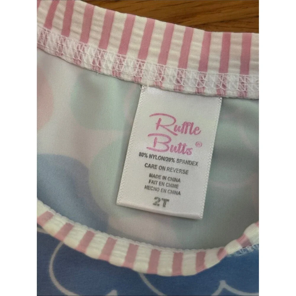 Ruffle Butts Girls Floral Crew Neck Multicolor Rash Guard Top size 2T